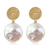 elegant geometric round imitation pearl drop earrings for women