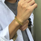 trendy double gold color stainless steel strand chain bracelet for men