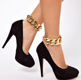 chunky big thick gold color chain anklet for women