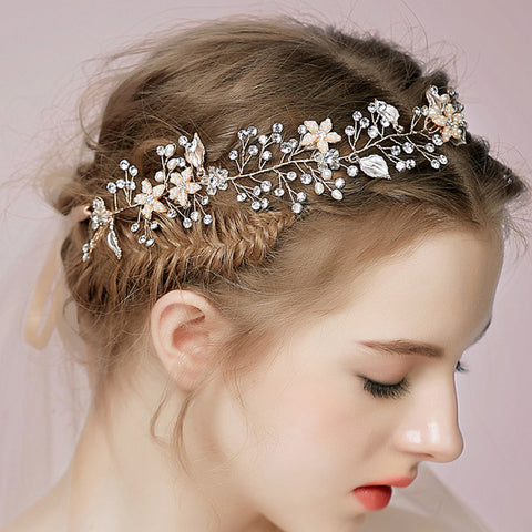 crystal rhinestone flower hair band for bridal