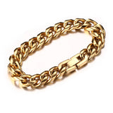 punk style gold color stainless steel chain link bracelet for men