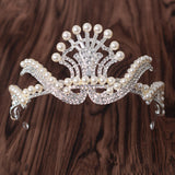 luxury silver plated & pearls tiara crown hair jewelry