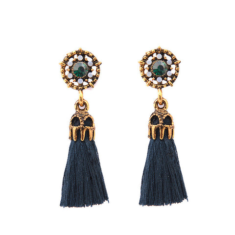 vintage style crystal short tassel earrings for women