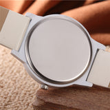 trendy minimalist black & white dial leather band quartz watch
