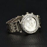 luxury stainless steel crystal dial quartz watch for women