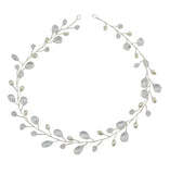 romantic long simulated pearl & crystal flower tiara hair jewelry