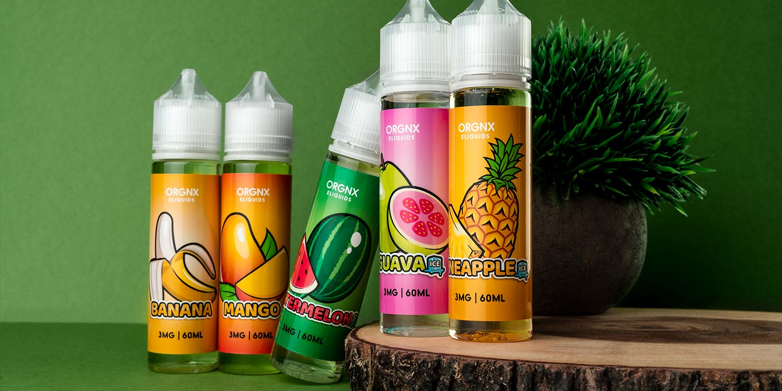 ORGNX E-Liquids: Banana, Mango, Watermelon, Guava, and Pineapple