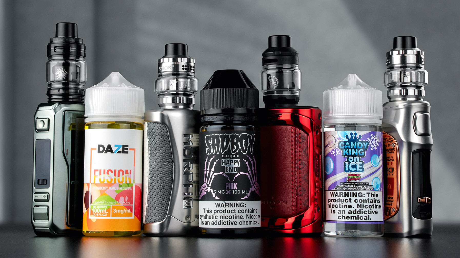 Best Vape Juice for Start Kits 2024: Candy King On Ice Strawberry Watermelon Bubblegum, 7 Daze Fusion Strawberry Mango Nectarine, Sad Boy Happy End Pink, SMOK Morph 3, Voopoo Argus MT, Geekvape T200, SMOK Mag Solo