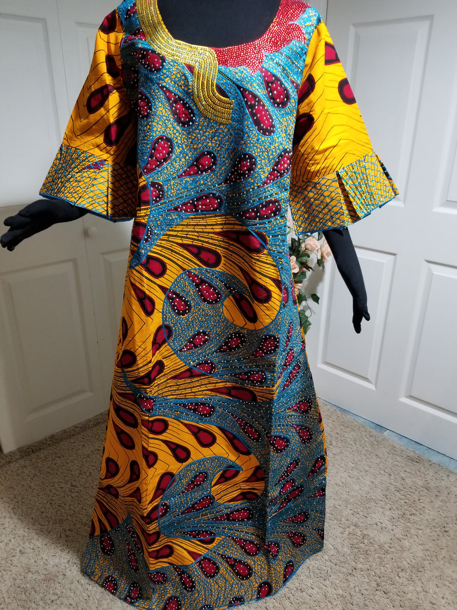 Lateast Nigerian Ankara-dress. Ankara-kaftan Full lenght embriodered a ...