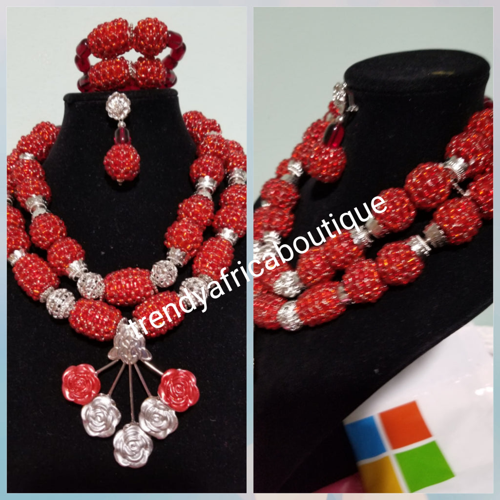 coral necklace set