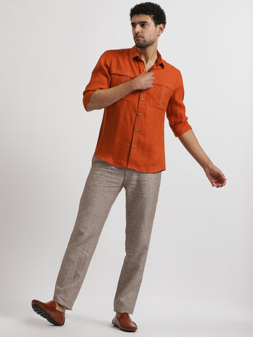 From Casual to Chic: 6 Versatile Looks with Linen Trail's Orange Shirt