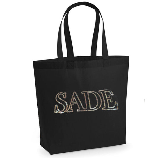 Personalised Tote Bag Cream/Black Colour of initials\/name:same As Photo