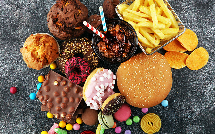 Unhealthy food products for figure, skin and hair