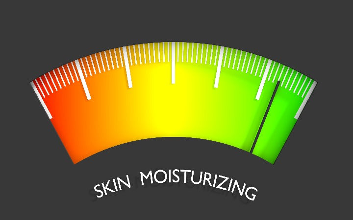 medidor abstracto nivel de lectura del resultado hidratante de la piel.