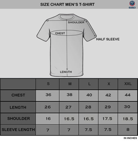 Mens Half Slevee T-Shirt Size Chart – TRIPR