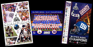 New York Giants Four Podiums Super Bowl History Poster - Action