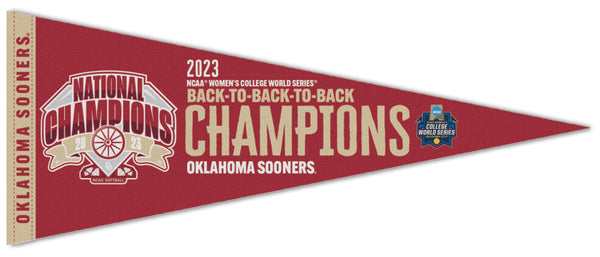 *SHIPS 6/24* Oklahoma Sooners 2023 NCAA Women's College World Series Champions Premium Felt Collector's Pennant - Wincraft