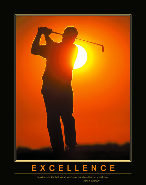Golf "Excellence" Motivational Inspirational Poster Print (Kennedy Quote) - Eurographics