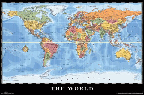 World Map Wall Poster (Modern Political) by Eureka Cartography - Trend – Sports Poster Warehouse