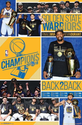 Golden State Warriors 18 Back To Back Nba Champions 6 Player Commemorative Poster Sports Poster Warehouse