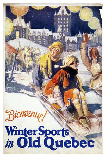 Winter Sports in Old Quebec c.1929 Vintage Poster Reproduction (Tobogganing) - Eurographics