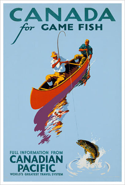 Canada For Game Fish C 1939 Vintage Fishing Canadian Pacific Travel Po Sports Poster Warehouse