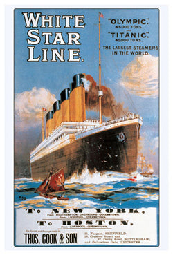 White Star Line The RMS TITANIC 1912 Travel Advertising Poster Reprint - Eurographics