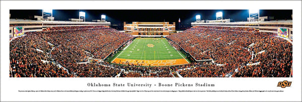 Oklahoma State Cowboys Football "Bedlam Game Night" Panoramic Poster - Blakeway Worldwide