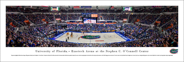 Florida Gators Basketball Exactech Arena Game Night Panoramic Poster Print (2017) - Blakeway