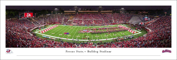 Fresno State University Bulldogs Football Game Night Panoramic Poster Print - Blakeway Worldwide