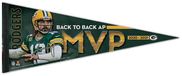 Aaron Rodgers Back-to-Back NFL MVP Green Bay Packers Premium Felt NFL Collector's Pennant - Wincraft