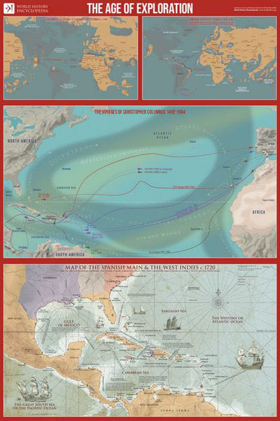 The Age of Exploration Maps Premium 24x36 Reference Poster - Useful Charts/World History Encyclopedia