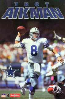 Troy Aikman "Scramble" (1991) Dallas Cowboys Action Poster - Starline