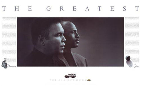 Michael Jordan/Muhammad Ali Greatest" (1998) Classic Black-and-White Poster – Sports Poster