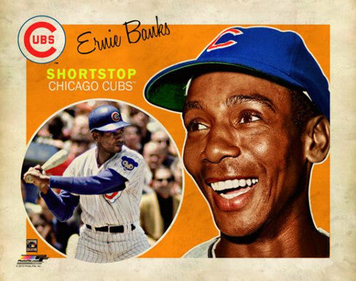 Ernie Banks "Retro SuperCard" Chicago Cubs Premium Poster Print - Photofile 16x20