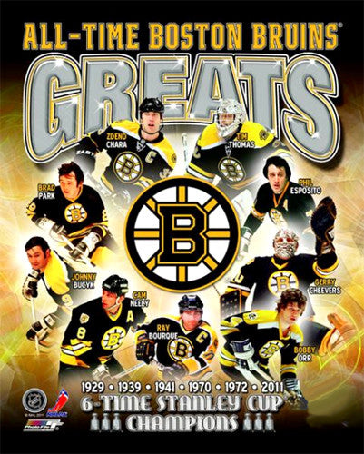 Boston Bruins "All-Time Greats" (9 Legends) Premium Poster Print - Photofile