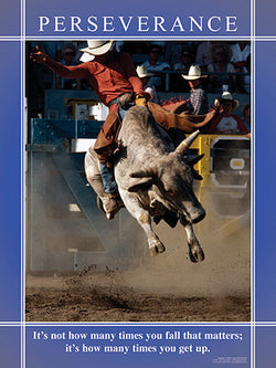 Bull Riding "Perseverance" Motivational Inspirational Poster - Jaguar