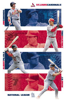 St. Louis Cardinals "White Border" Poster (Edmonds, Pujols, Martinez, Drew) - Costacos 2002