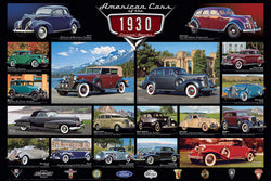 American Cars of the 1930s (18 Classic Automobiles) Cruisin' Series Poster - Eurographics