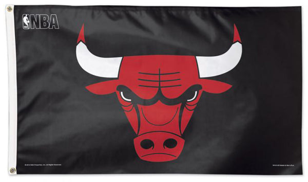 Chicago Bulls Logo-On-Black NBA Basketball Official 3'x5' Deluxe-Edition Team Flag - Wincraft