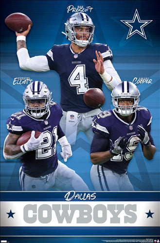 Dallas Cowboys "Super Trio" Poster (Dak Prescott, Ezekiel Elliott, Amari Cooper) - Costacos 2021