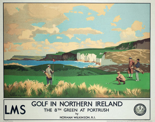 Royal Portrush Golf 1940s-Era Vintage Travel Poster Reprint - Front Line