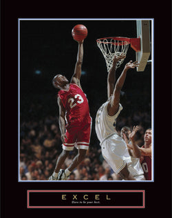Basketball "Excel" Motivational Poster - Front Line