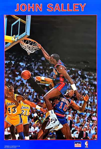 John Salley "Spider Slam" (1989) Detroit Pistons NBA Action Poster - Starline