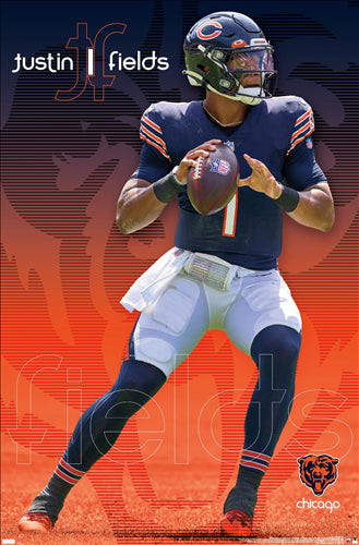 Justin Fields "Superstar" Chicago Bears QB Official NFL Football Action Poster - Costacos Sports