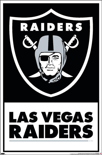 Las Vegas Raiders Official NFL Football Team Logo and Wordmark Poster ...