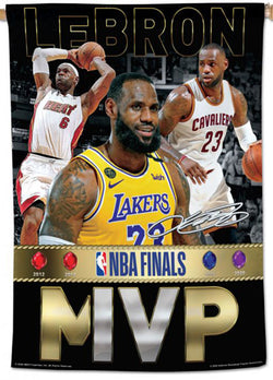 LeBron James 4-Time NBA Championship Finals MVP (Heat, Cavs, Lakers) Official 28x40 Wall Banner - Wincraft