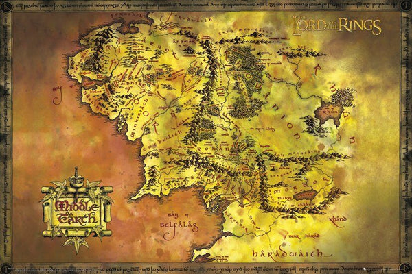 Map of Middle Earth Poster (from J.R.R. Tolkien's The Lord of the Rings) - GB Eye