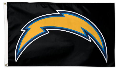 Los Angeles Chargers "Thunderbolt on Black" Official NFL Football 3'x5' DELUXE Team Flag - Wincraft