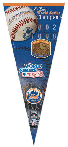 New York Mets 2-Time World Champs EXTRA-LARGE 17x40 Premium Felt Pennant - Wincraft